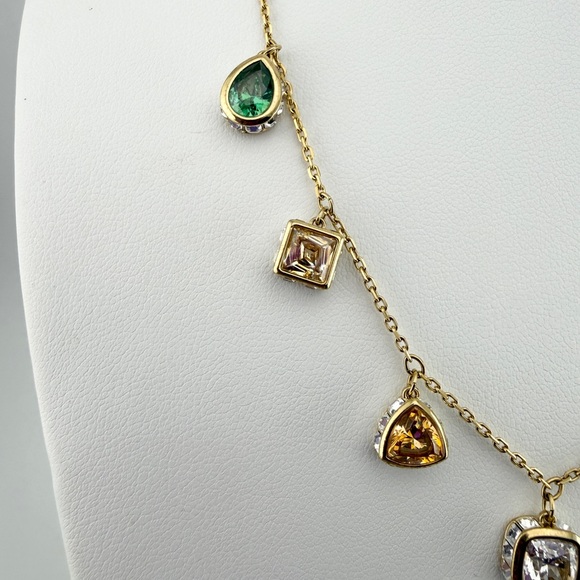 Swarovski Crystal Multi Colored Crystal Necklace Gold Toned - Picture 3 of 6